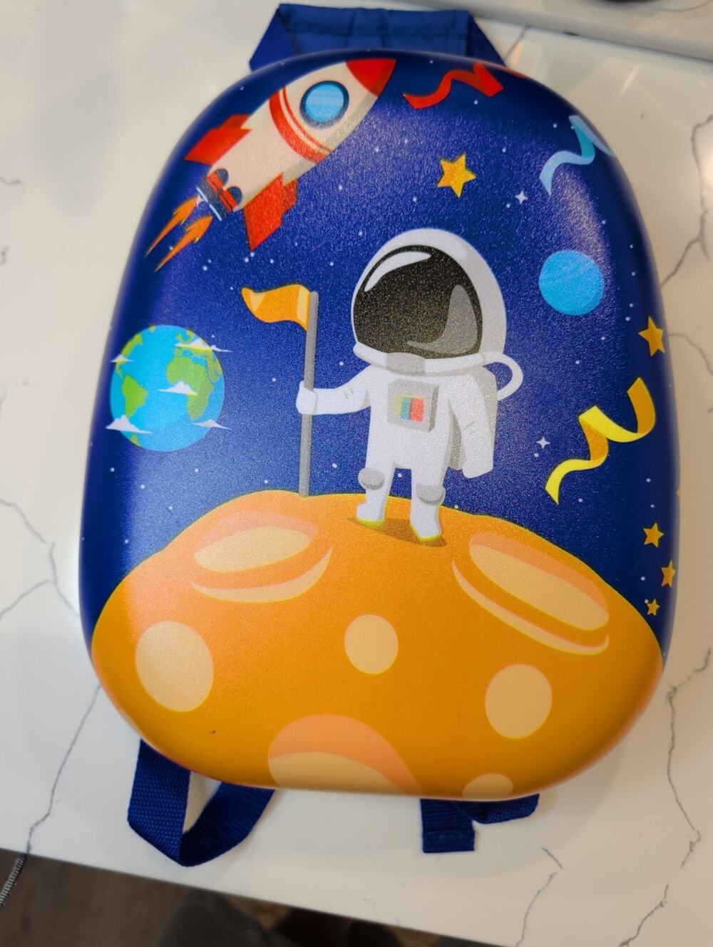 Costway Kids Hard Shell Astronaut Backpack 12" Space Travel Bag Blue Orange